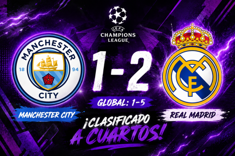 El Real Madrid eliminó al Manchester City en el Etihad Stadium tras imponerse 1-2 en la vuelta y cerrar la eliminatoria con un contundente 1-5 global para clasificarse a los cuartos de final de la Champions League 2026.
