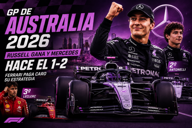 George Russell ganó el Gran Premio de Australia 2026 y lideró el doblete de Mercedes junto a Kimi Antonelli en Melbourne.