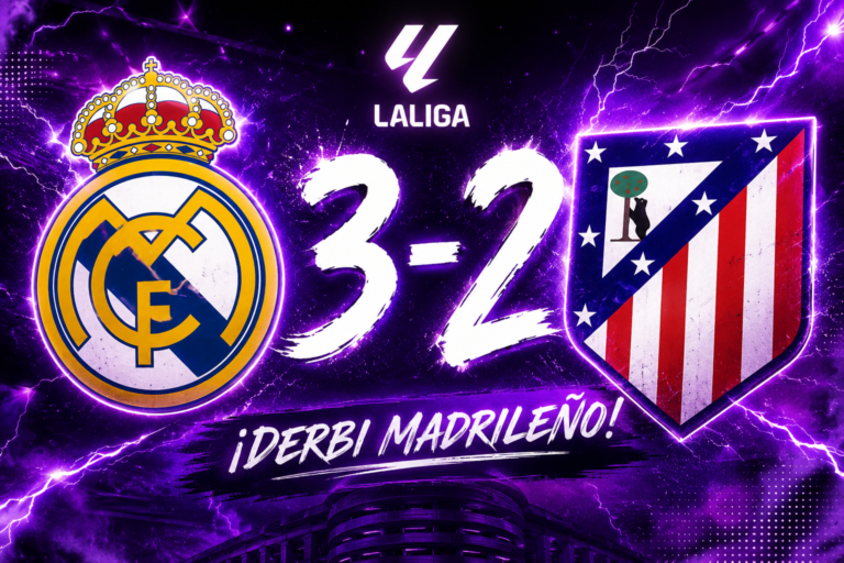 El Real Madrid derrotó 3-2 al Atlético de Madrid en el Santiago Bernabéu tras una remontada liderada por Vinicius Jr., en un derbi marcado por la intensidad, la expulsión de Fede Valverde y la lucha por el liderato de LaLiga.