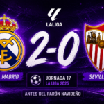 Real Madrid venció 2-0 al Sevilla en la jornada 17 de La Liga 2025 antes del parón navideño.